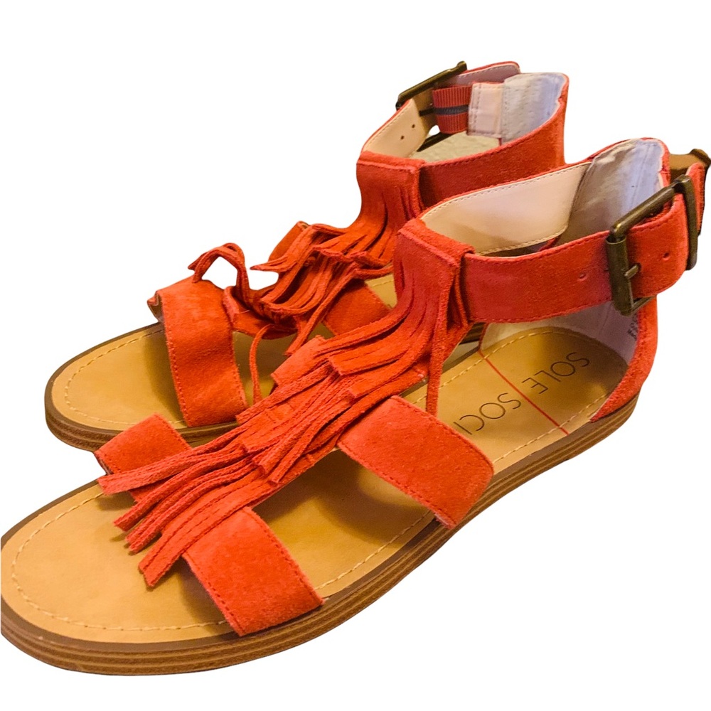⭐️ Sole Society FAUNA Fringe Flat Sandal Paprika